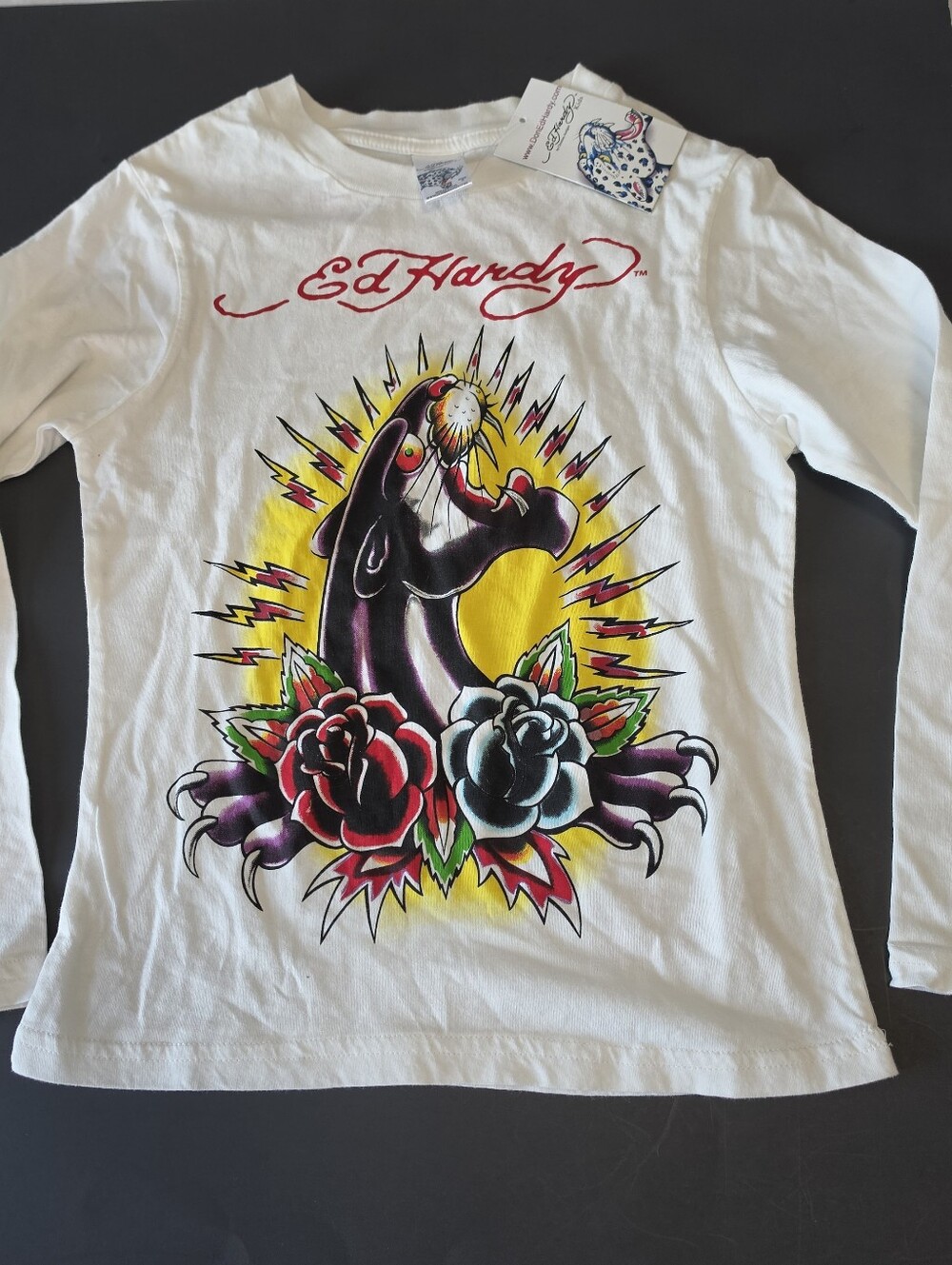 Ed Hardy Shirt Boy's Size 6 Long Sleeve Panther and Roses Christian Audigier NWT